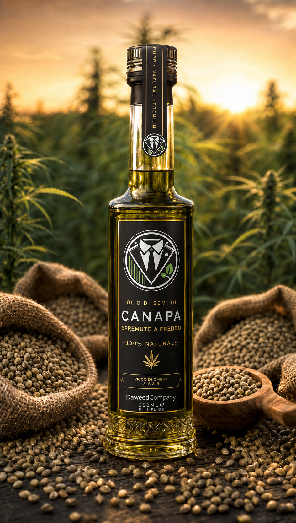 Bottiglia di olio di semi di canapa DaweedCompany